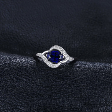 JewelryPalace Created Blue Sapphire Natural Swiss Blue Topaz Statement Ring