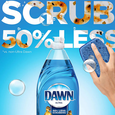 Dawn Ultra Dishwashing Liquid Dish Soap (4x19oz) + Non-Scratch Sponge (2ct)