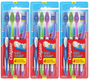 Colgate Extra Clean Full Head Toothbrush- 4 Count (Pack of 3)