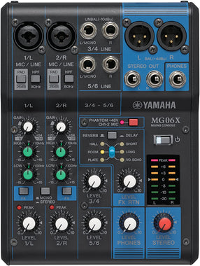 YAMAHA MG06X 6-Input Compact Stereo Mixer With Effects 6-input