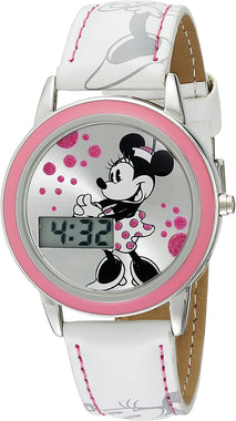 Kids' MN1022 Minnie Mouse Watch with White Leather Band