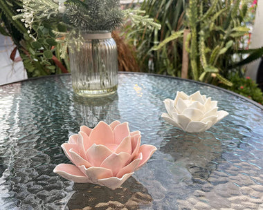 Pretty Home Ceramic Lotus Candle Holder
