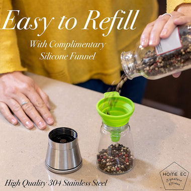 Home EC Stainless Steel Salt and Pepper Grinders refillable Set
