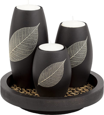 Tealight Candle Holders with Candle Tray Set of 3 Decorative Candle