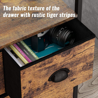 Furologee Vertical 4 Drawer Dresser Organizer with 3-tiers wood Shelf