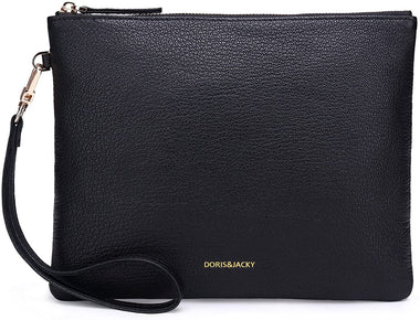 Soft Lambskin Leather Wristlet Clutch Bag For Women Designer Large Wallets With Strap