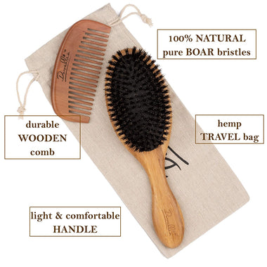 Boar Bristle Hair Brush Set