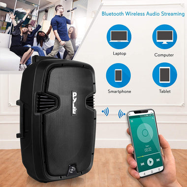 Karaoke Portable PA Speaker System - 1600W Active Bluetooth Compatible Speaker
