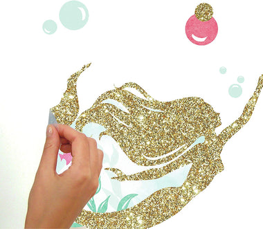 Mermaid Peel and Stick Wall Decals With Glitter