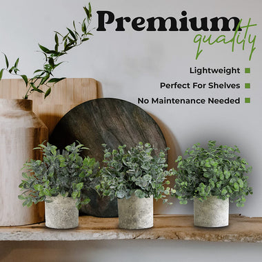 3 Pack Small Fake Plants Living Room Decor