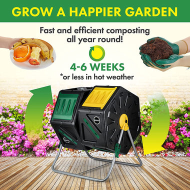Dual Chamber Compost Tumbler – Easy-Turn, Fast-Working System – All-Season