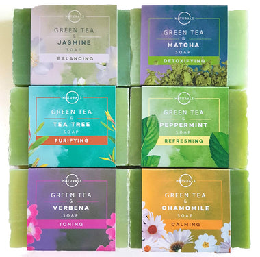 6-Piece Green Tea Herbal Essential oils Bar Soap