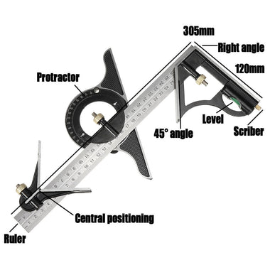 3 In1 Adjustable Ruler Multi Combination Square Angle Finder Protractor