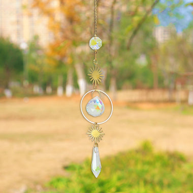 Crystal Wind Chime Pendant Colorful Star Moon Hanging Drops