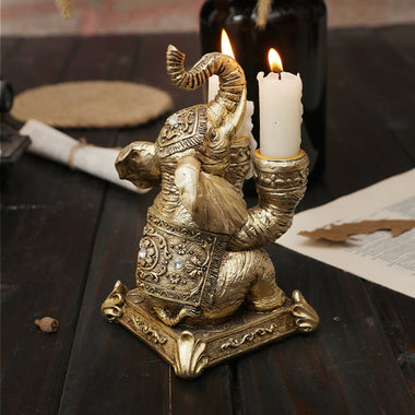 Metal Elephant Candle Holder Golden Candlestick