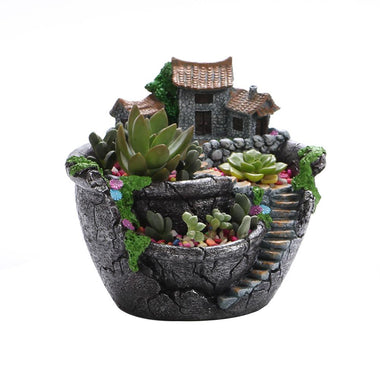 Resin Flowerpot Succulent Plants Planter Mini Bonsai Pots