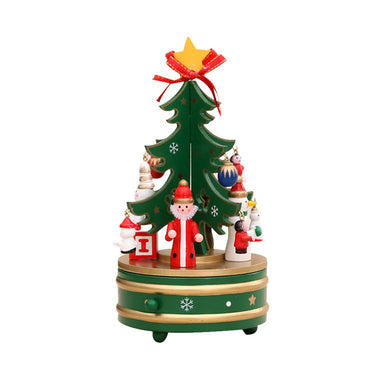 Wooden Retro Music Box Christmas Tree Sculpture