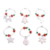 6pcs/Set Christmas Wine Glass Decoration Hanging Rings