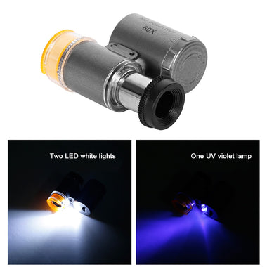 Magnifier Portable Microscope 60x LED Light UV Lamp