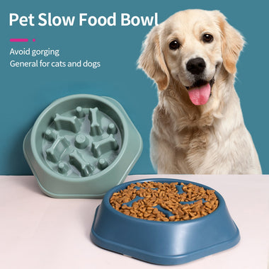 Pet Dog Bowl Slow Feeder Plastic Anti Choking Puppy Cat
