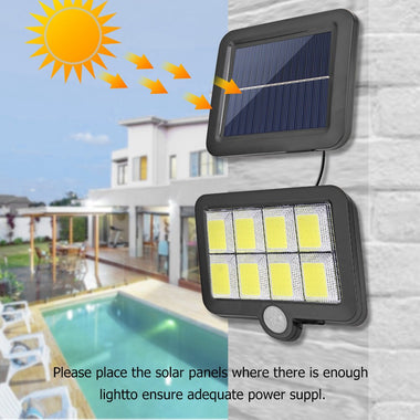 160LED Solar Powered Wall Light Outdoor Waterproof PIR Motion
