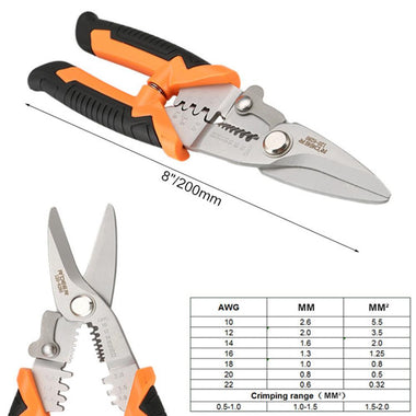 Electrician Crimper Cable Cutter Automatic Wire Stripper Multi-functional Pliers Design of Front-end Curved Edge Convenient