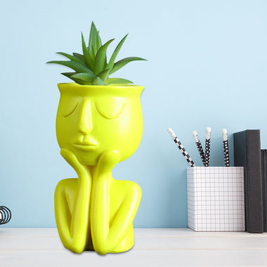 Humanoid Bonsai Resin Pot Desktop Succulent Head Vase