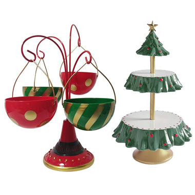 Christmas Tree Dessert Table Fruit Plate Double Layer Cake Stand Holiday Party