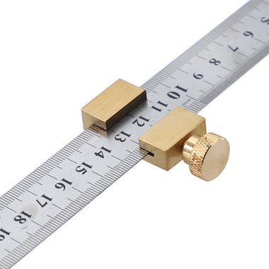 30cm Steel Ruler Woodworking Angle Scriber Brass Locator