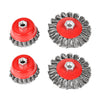 4pcs Rotary Twisted Knot Flat Cup Steel Wire Wheel Brush