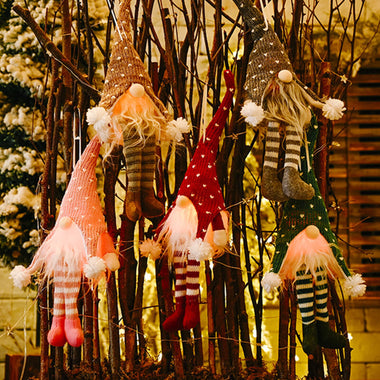 5pcs Faceless Gnomes Dwarf Lamp Luminous Glowing Christmas Tree