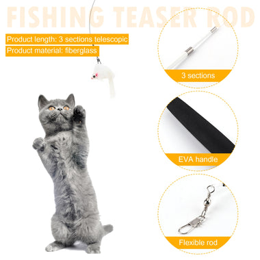 Cat Teaser Wands Three-section Telescopic Fishing Pole