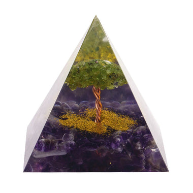 Tree of Life Orgonite Pyramid Mold Amethyst Peridot Healing Crystal Energy