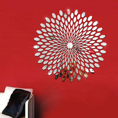 Round Mirror Effect Wall Sticker Acrylic Sunflowersss