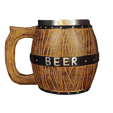 Wooden Barrel Style Beer Cup Stainless Steel