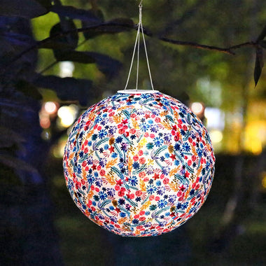 12 inch Printed Waterproof Nylon LED Round Lantern Hanging for Wedding Birthday