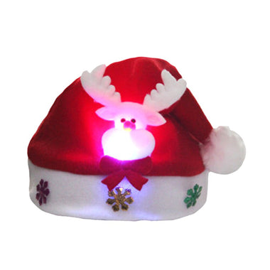 Merry Christmas Adult Kid LED Light Up Cap Santa Claus Snowman