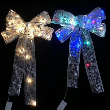 Christmas Tree Topper LED Ribbon Bows Ornaments