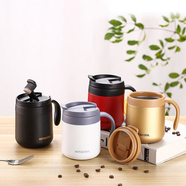 350ml Stainless Steel Vacuum Flask with Handle Lid Portable Coffee