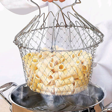 Foldable Fry Basket 304 Stainless Steel Multi-Function