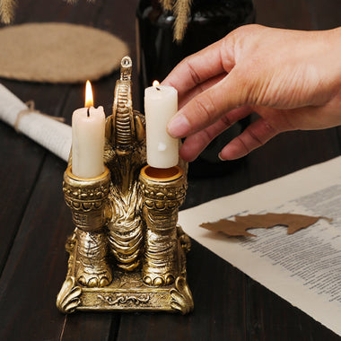 Metal Elephant Candle Holder Golden Candlestick