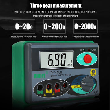 Digital Megger Meter Earth Ground Resistance 0-2000 Ohm Voltage