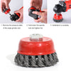4pcs Rotary Twisted Knot Flat Cup Steel Wire Wheel Brush