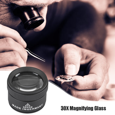 30X Magnifying Glass K9 Optical Lens Jewelry Appraisal Monocle Magnifier