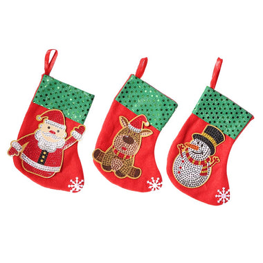 3pcs Christmas Stockings Hanging Pendants DIY Diamond Painting Artwork Kit