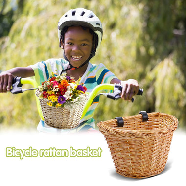 Children Adult Retro Bicycle Rattan Basket