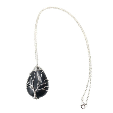 Tree of Life Necklace Natural Stone Pendant Wire