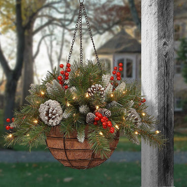 Christmas Decoration LED Lights Hanging Basket Outdoor