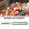BBQ Grill Mesh Grilling Basket Wooden Handle Tool