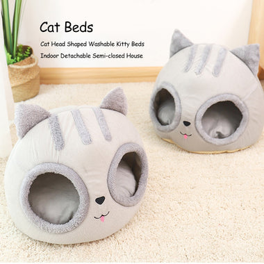 Removable Cat Head Shaped Washable Beds
